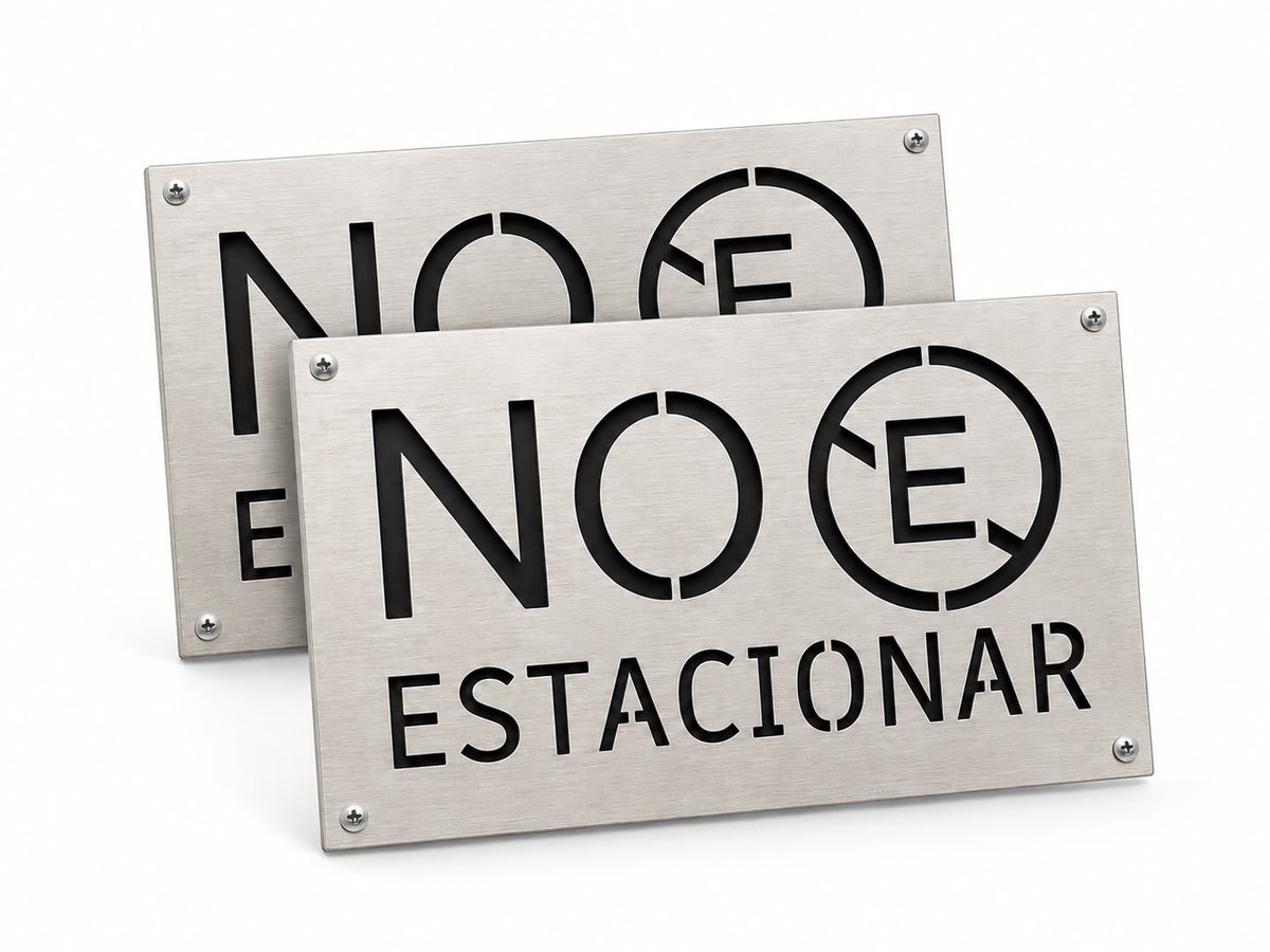 Pack 2 Letreros No Estacionar - Acero Inoxidable